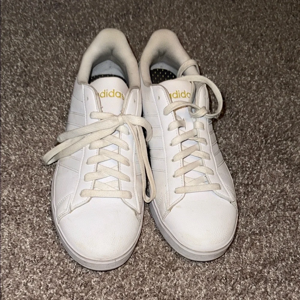 Adidas Grand Court Cloudfoam Classic All White Sneakers, Used, Size 10 - Picture 1 of 6